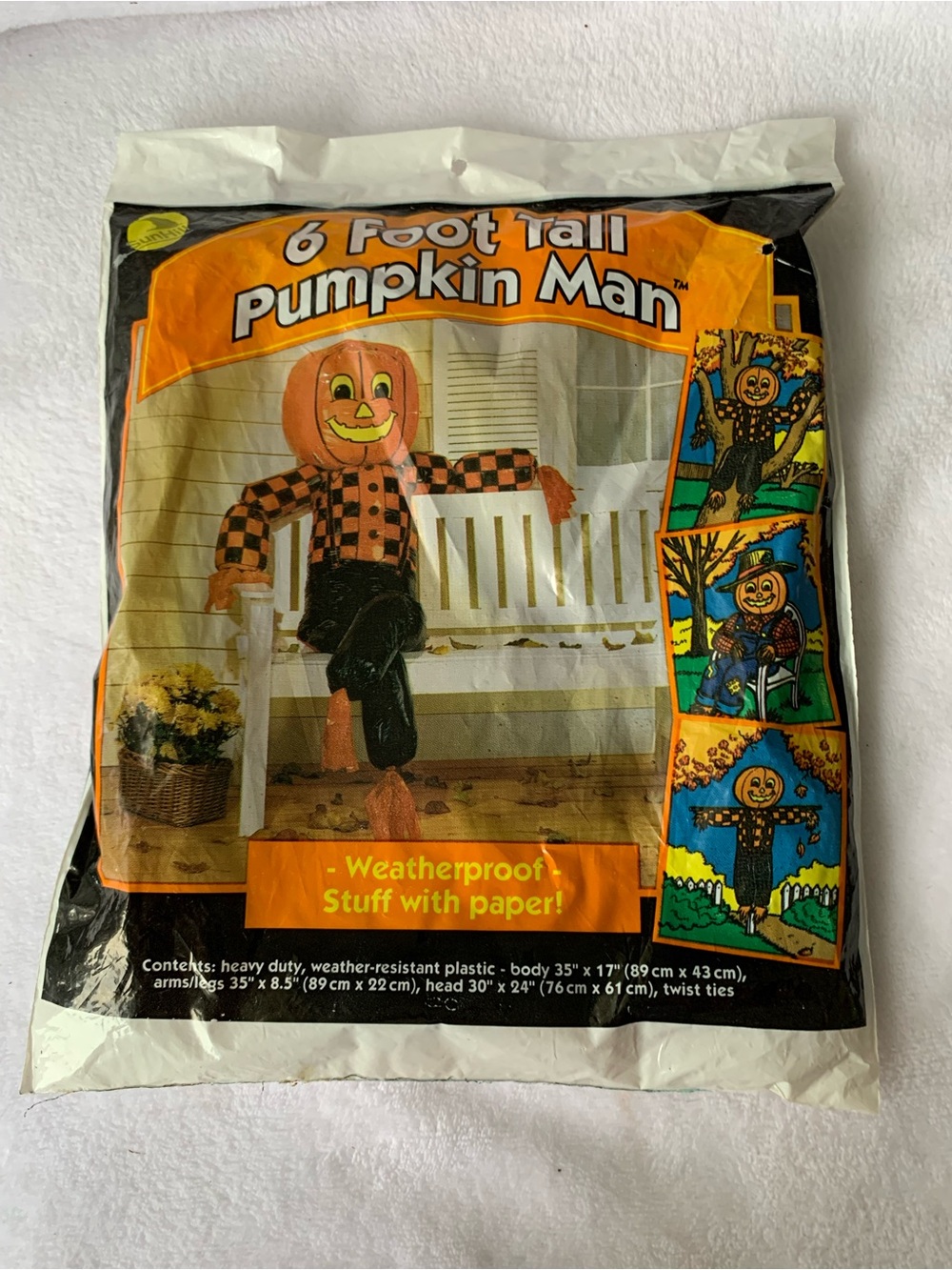 Vintage Halloween Pumpkin Man Stuffable Lawn Bag Decoration - Made in Canada